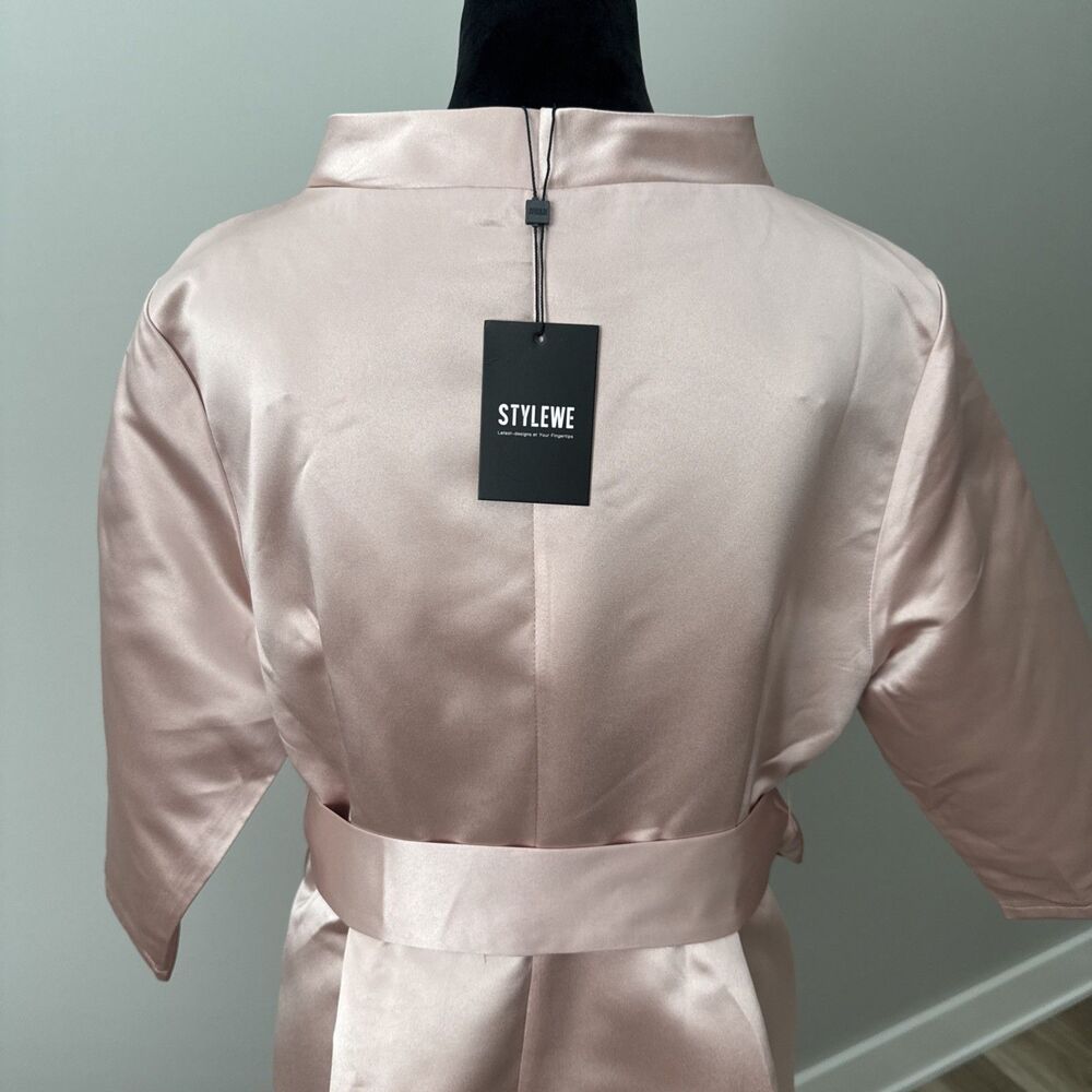 NWT Women's Midi sz 16/18 Dress Wedding Formal Party Stand Collar Satin MSRP$85 - Picture 11 of 14